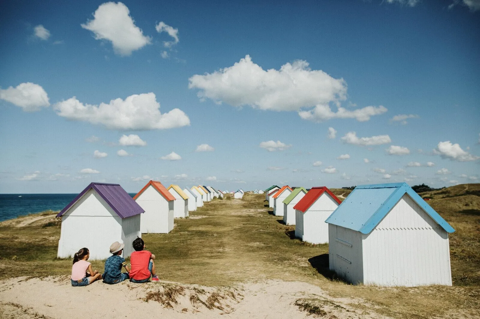 Cabines de plage de Gouville sur mer dans la Manche