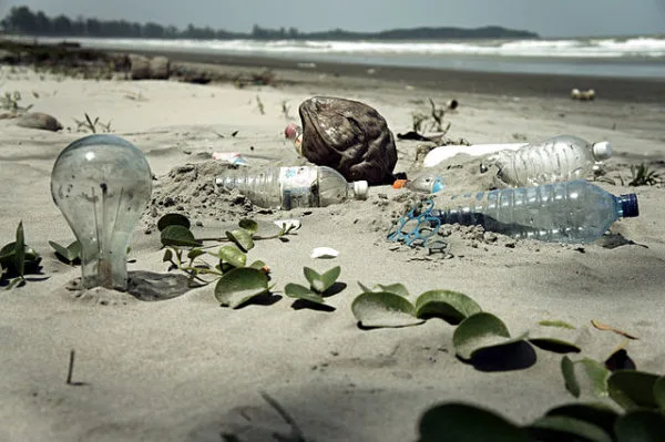 déchets plastiques sur la plage